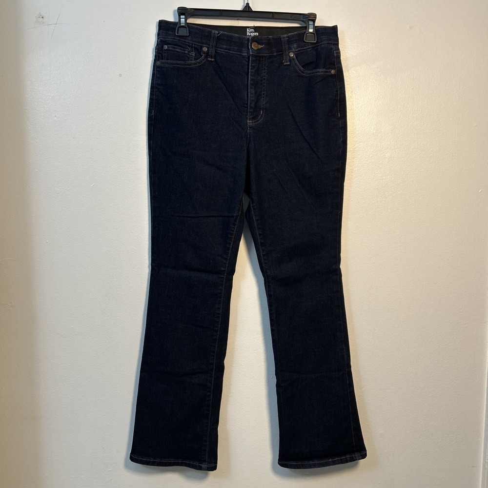 Kim Rogers Women 8 Short Straight Leg Dark Wash Jeans Cotton Stretch Denim 6325 - Picture 1 of 6